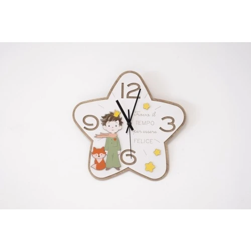 Orologio da parete Cuorematto per stanza ragazzo con Piccolo Principe cm. 32X32
