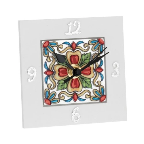 OROLOGIO QUADRATO 10X10 CON DECO MAIOLICA 1