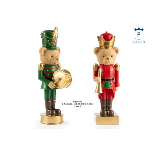 ORSETTO IN DIVISA CON STRUMENTO MUSICALE 36 CM. RESINA