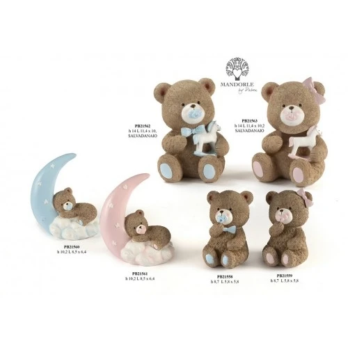 ORSETTO SEDUTO CON CIUCCIO ROSA 8.7 CM. RESINA