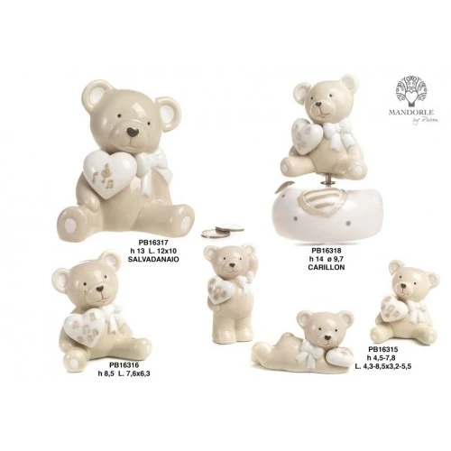 ORSO/CUORE 7.8 CM. PORCELLANA 