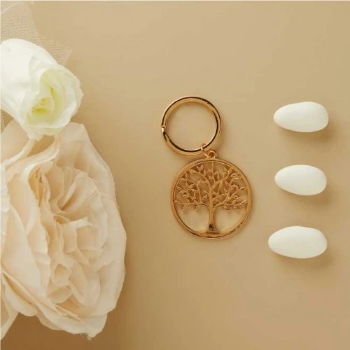 Portachiavi Albero della vita Claraluna: Perfetto per Arricchire il Sacchetto Confetti cm.3 Oro