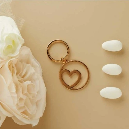 Bomboniera Portachiavi a Cuore Claraluna: Accessorio Elegante e Low Cost cm. 3 circa - Oro