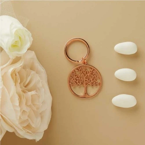 Portachiavi Albero della vita Claraluna: Perfetto per Arricchire il Sacchetto Confetti cm.3 Oro Rosa