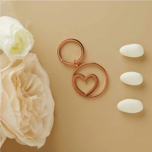 Bomboniera Portachiavi a Cuore Claraluna: Accessorio Elegante e Low Cost cm. 3 circa - Oro Rosa