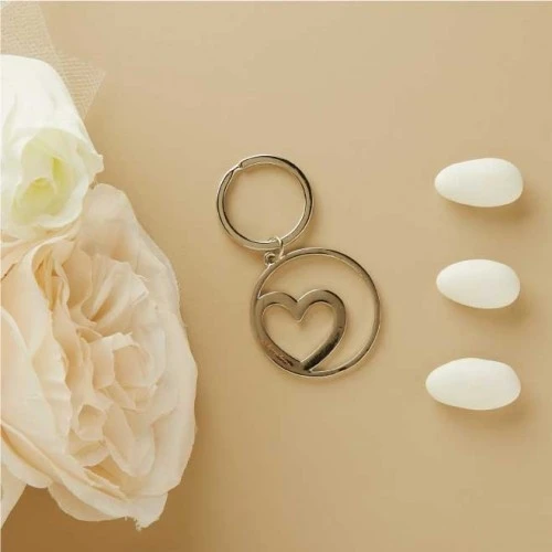 Bomboniera Portachiavi a Cuore Claraluna: Accessorio Elegante e Low Cost cm. 3 circa - Argento