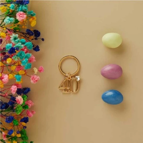 Portachiavi Claraluna per festeggiare 40 anni di età Cm.3 Circa - Oro