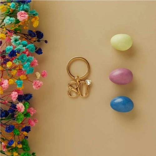 Portachiavi 80 Anni Claraluna: Il Gadget con Cuore per un Traguardo Indimenticabile cm.3 Oro