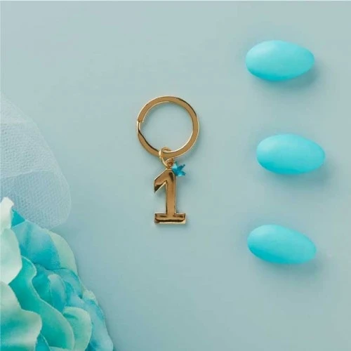 PORTACHIAVI ORO NR 1 MASCHIO - PRIMO COMPLEANNO