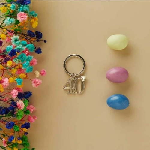 Portachiavi Claraluna per festeggiare 40 anni di età Cm.3 Circa - Argento