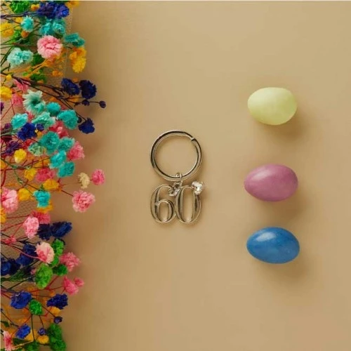 Portachiavi Claraluna per festeggiare 60° Compleanno Cm.3 Circa - Argento