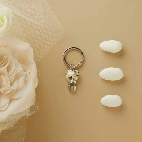 Portachiavi Mongolfiera Claraluna: Gadget con Strass Cuore cm.3 - Argento