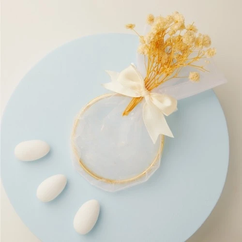 PORTA CONFETTI AVORIO CON FIORI AVORIO - CLARALUNA 2025