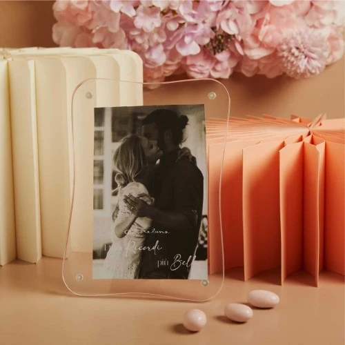 Portafoto Claraluna in Acrilico per Matrimonio cm.19,3x14,2 (foto cm.10x15) - Ondulato
