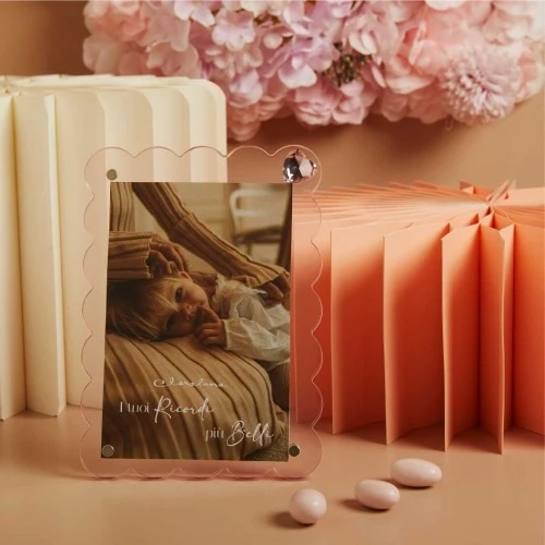 Portafoto Claraluna in acrilico cm.19,3x14,2 (foto cm.10x15) - Nuvoletta Cuore Rosa