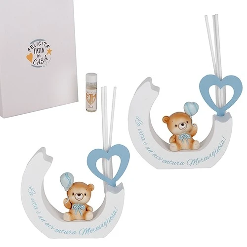 BOMBONIERA PALLA DIFFUSORE CELESTE CM.12 H.10 CON BOX