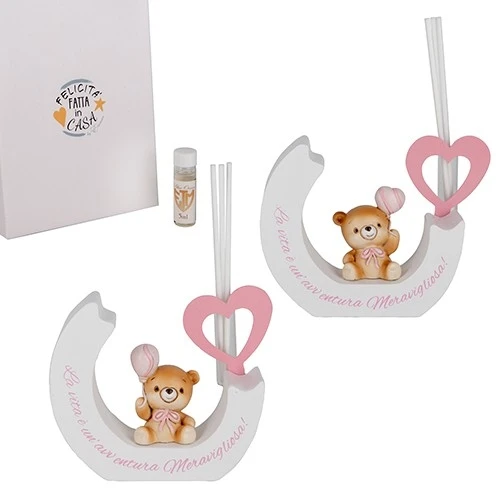 BOMBONIERA PALLA DIFFUSORE ROSA CM.12 H.10 CON BOX