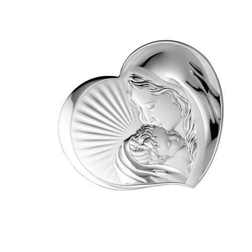 pannello sacro “Madonna con Bimbo” retro legno – 9×13 cm