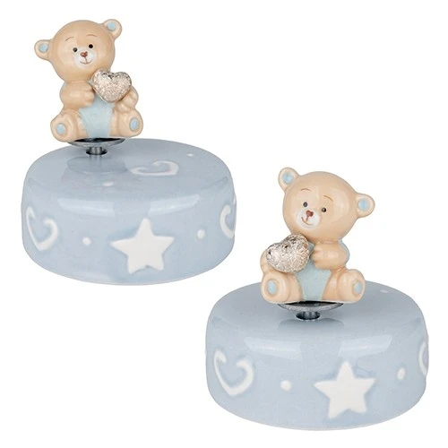 BOMBONIERA PELUCHE ORSO CARILLON CELESTE DM.8 H.9