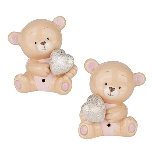 BOMBONIERA PELUCHE ORSO LED ROSA H.9