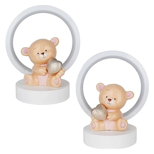 BOMBONIERA PELUCHE ORSO LUCE ROSA CM.15 H.18