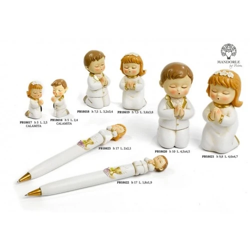 PENNA BIMBA INGINOCCH. PREGHIERA 17 CM. RESINA