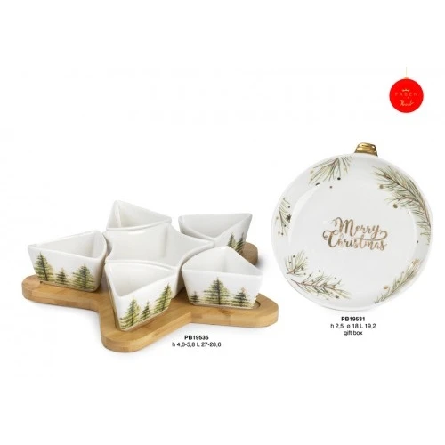 PIATTINO ALBERO NATALE 18 CM. PORCELLANA G.BOX