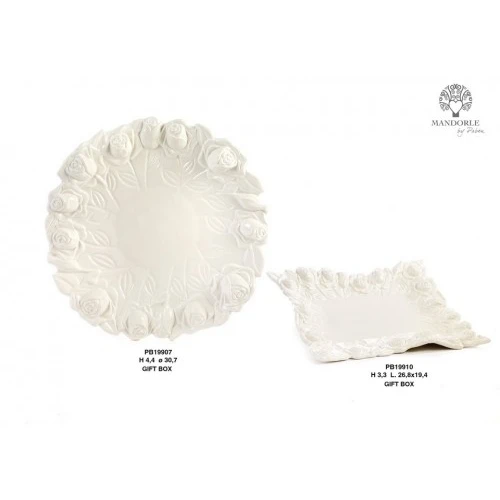 PIATTO CON ROSE 30.7 CM. CERAMICA G.BOX