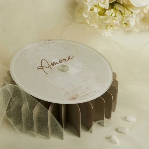 BOMBONIERE CLARALUNA MATRIMONIO: PIATTO GIREVOLE FELICITA' CM.25X0,4