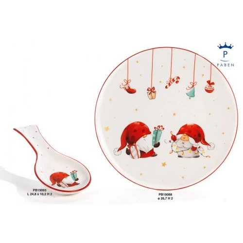 PIATTO/GNOMI DECORAZ. NATALE 26.7 CM. CERAMICA