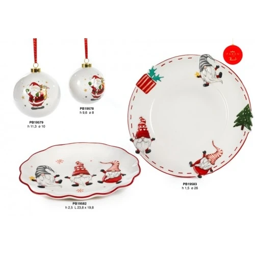 PIATTO TONDO CON GNOMI SPIR. 26 CM. CERAMICA