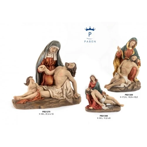 PIETA' CON ANGELO 19 CM. RESINA