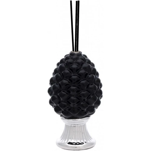 PIGNA CON DIFFUSORE NERA CON BASE ARGENTO H. 10