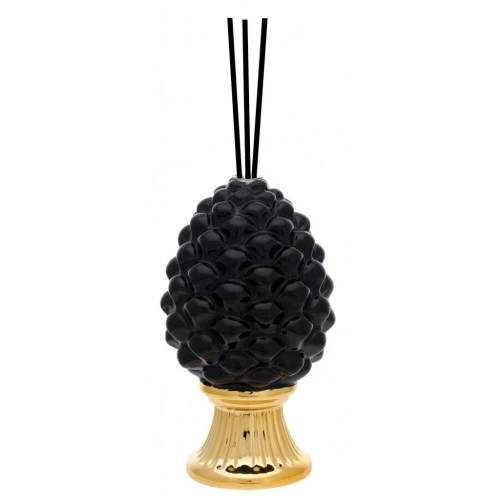 PIGNA CON DIFFUSORE NERA CON BASE ORO H. 15