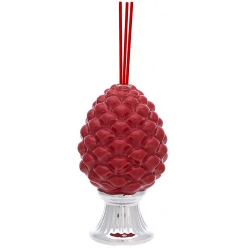 PIGNA CON DIFFUSORE ROSSA CON BASE ARGENTO H. 15