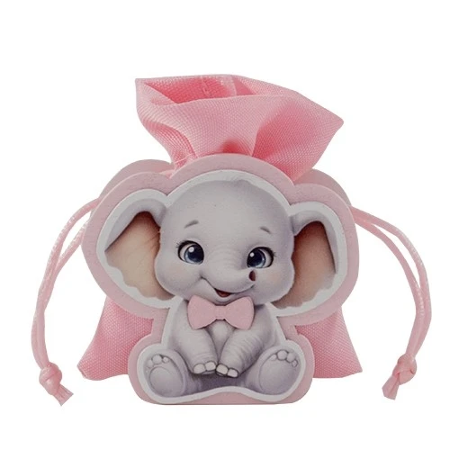 PINCO ELEFANTE BAG ROSA CM.8 PER CONFETTI NASCITA BATTESIMO