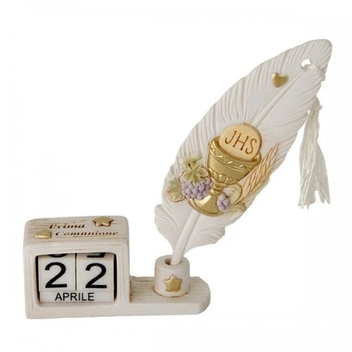 BOMBONIERA - PLUME CALENDARIO COMUNIONE H.12 