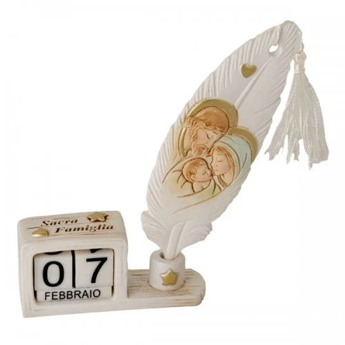 BOMBONIERA - PLUME CALENDARIO SACRA FAMIGLIA H.12 