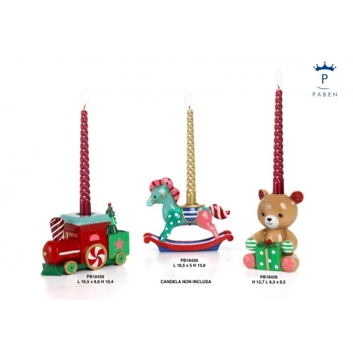 PORTACANDELA ORSETTO NATALIZIO 12.7 CM. RESINA