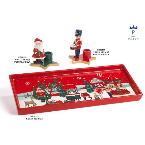 PORTACANDELA BABBO NATALE SU STELLA 9.7 CM. CERAMICA