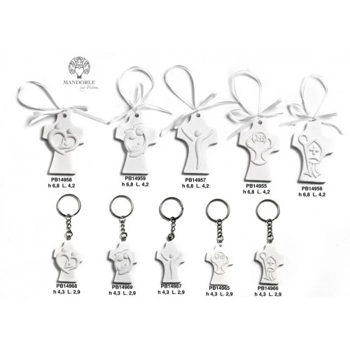 PORTACHIAVI CROCE/MITRA PAST. 4.3 CM. RESINA