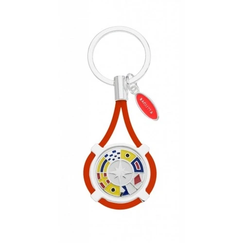 PORTACHIAVI CON BANDIERE NAUTICHE E CORDONE ARANCIONE cm 9,5