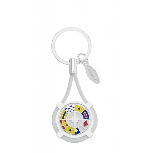 PORTACHIAVI CON BANDIERE NAUTICHE E CORDONE BIANCO cm 9,5