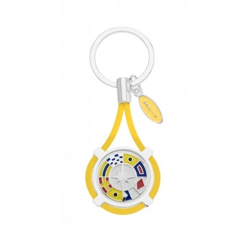 PORTACHIAVI CON BANDIERE NAUTICHE E CORDONE GIALLO cm 9,5