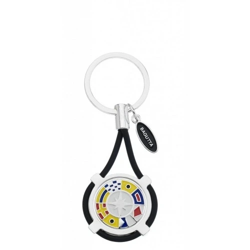 PORTACHIAVI CON BANDIERE NAUTICHE E CORDONE NERO cm 9,5