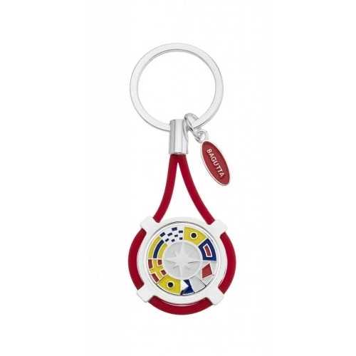 PORTACHIAVI CON BANDIERE NAUTICHE E CORDONE ROSSO cm 9,5