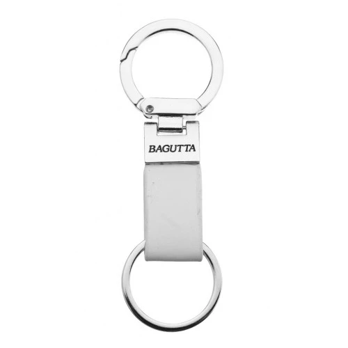 PORTACHIAVI CON MOSCHETTONE TONDO E SIMILPELLE BIANCO cm 10,5