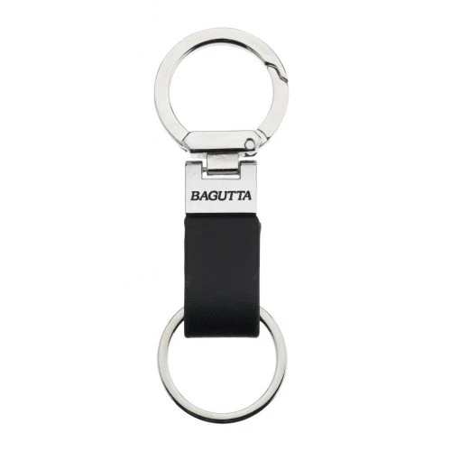 PORTACHIAVI CON MOSCHETTONE TONDO E SIMILPELLE NERO cm 10,5