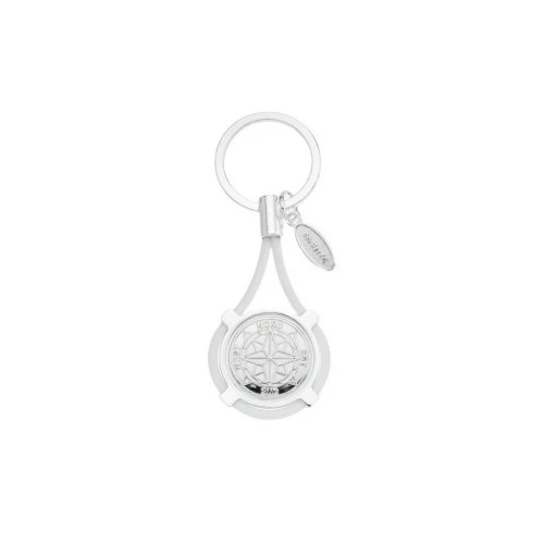 PORTACHIAVI CON ROSA DEI VENTI E CORDONE BIANCO cm 9,5