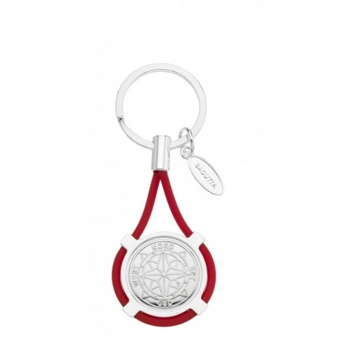 PORTACHIAVI CON ROSA DEI VENTI E CORDONE ROSSO cm 9,5